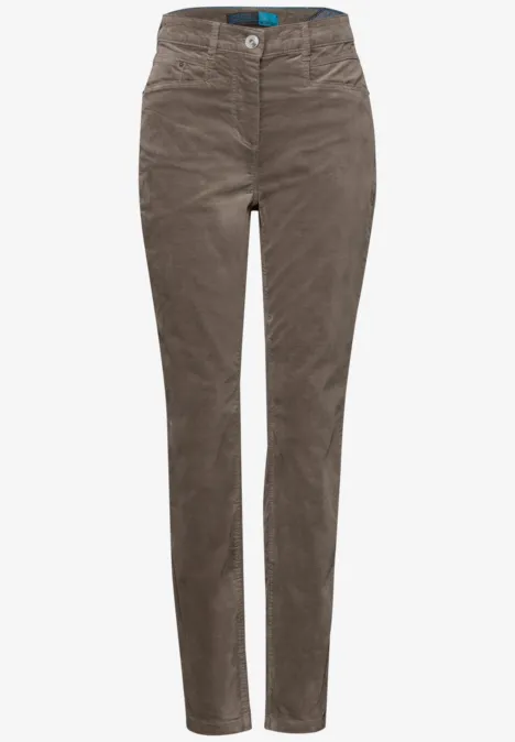 Hose im Velvet-Look sporty taupe