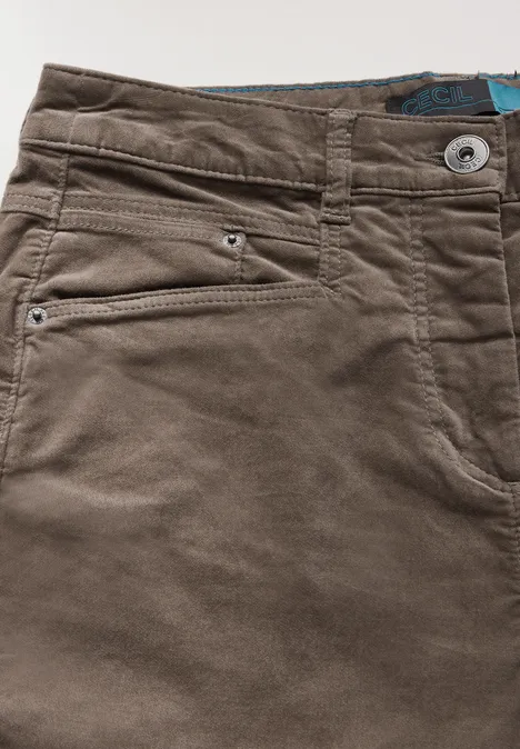 Hose im Velvet-Look sporty taupe