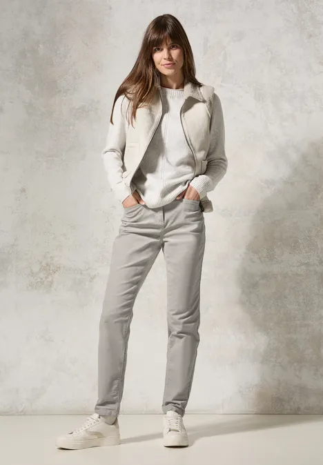 Hose im Velvet-Look soft silver