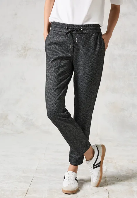 Hose im Herringbone Look deep charcoal grey