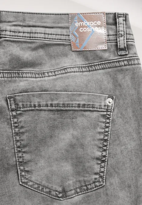 Jeans mit Glitzerdetails mid grey random wash