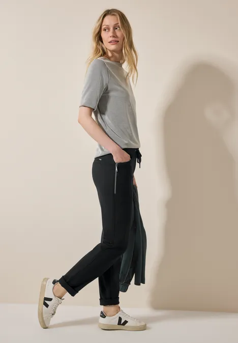 Hose mit Zipper Details Black