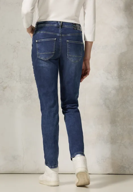 Jeans mit Glitzer-Details mid blue used wash