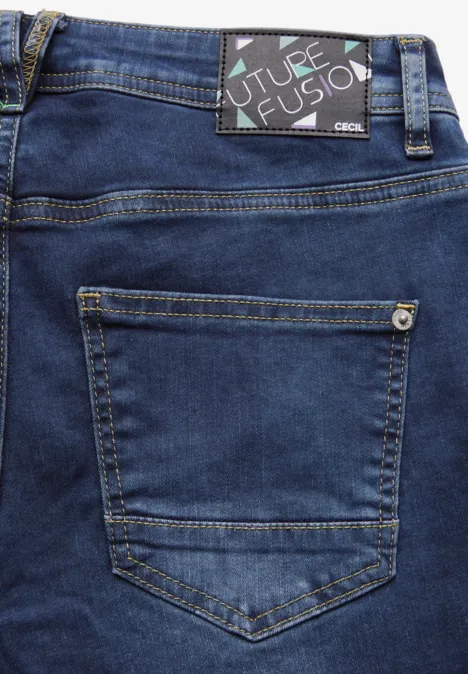 Jeans mit Glitzer-Details mid blue used wash