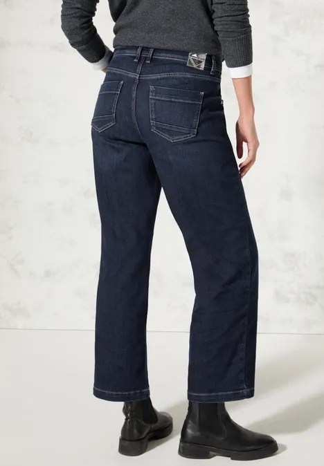 Thermo Wide Leg Jeans dark blue random wash