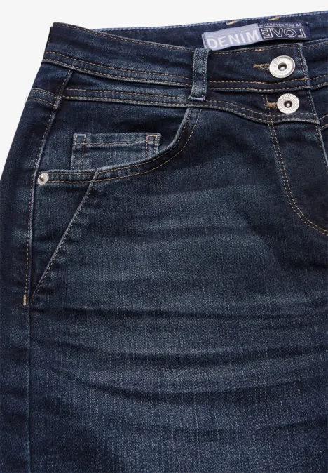 Thermo Wide Leg Jeans dark blue random wash