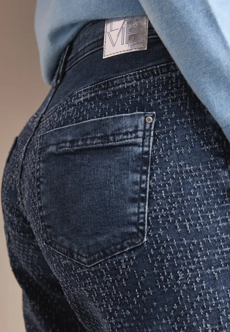 Wide Leg Bouclé-Look Jeans mid blue wash