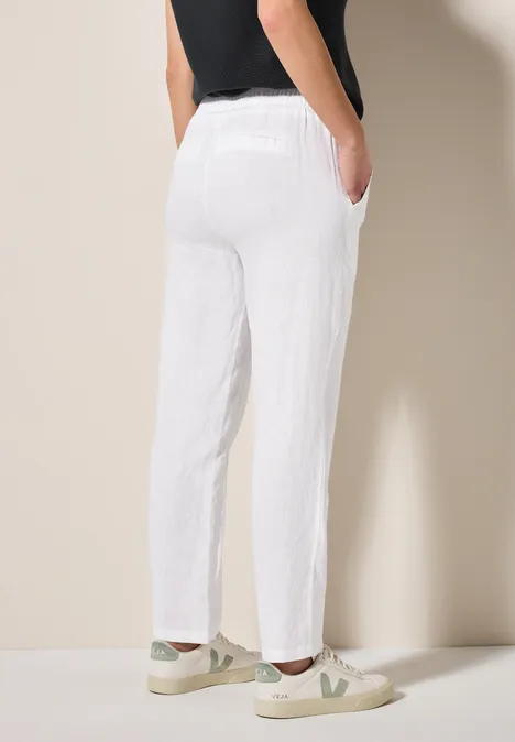 Leinenhose im Casual Fit White