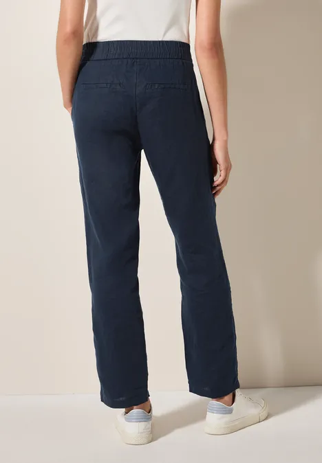 Leinenhose im Casual Fit universal blue