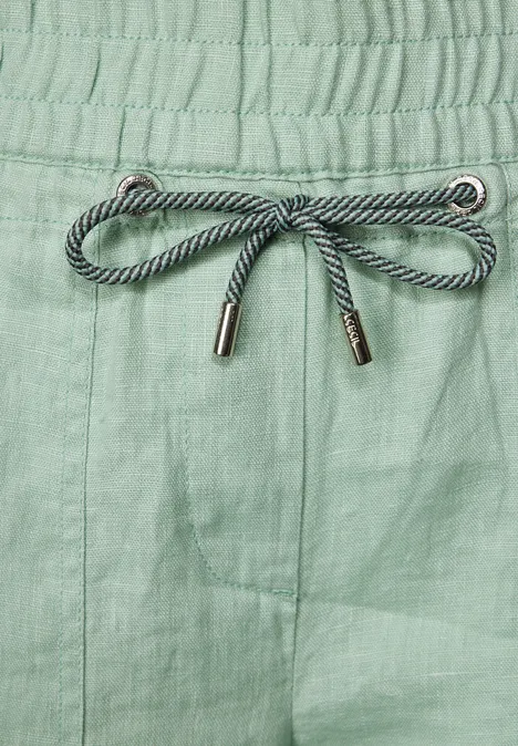 Leinenhose im Casual Fit ice sage green