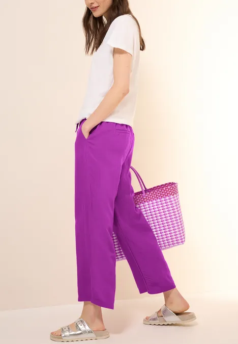 Wide Leg Hose aus Leinenmix magenta lacquer