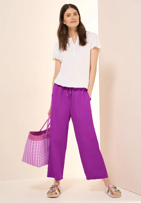 Wide Leg Hose aus Leinenmix magenta lacquer