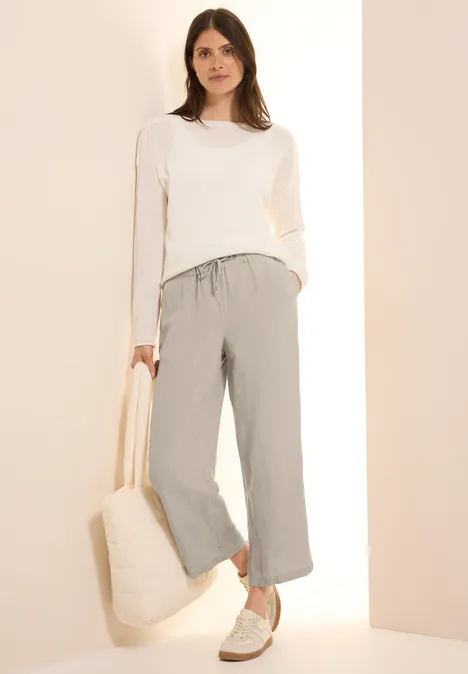 Wide Leg Hose aus Leinenmix pumice beige