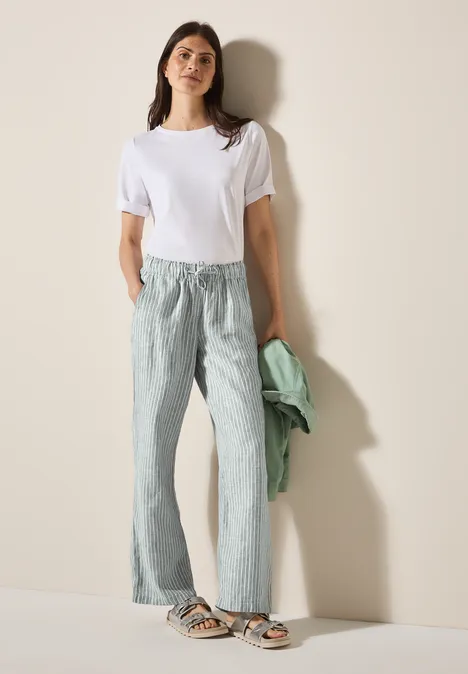 Wide Leg Leinenhose chambray balmy khaki