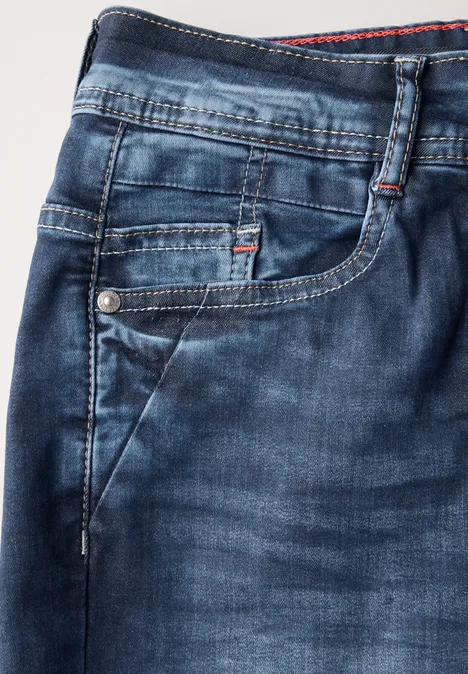 Straight Leg Jeans mid blue used wash