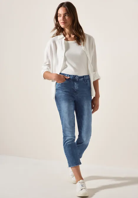 3/4 Jeans mid blue used wash