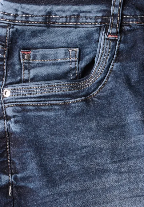 Jeansshorts mid blue used wash