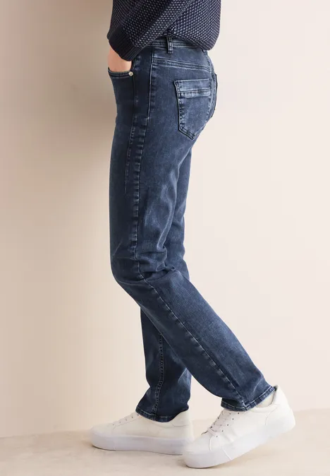 Straight Leg Jeans dark blue black washed
