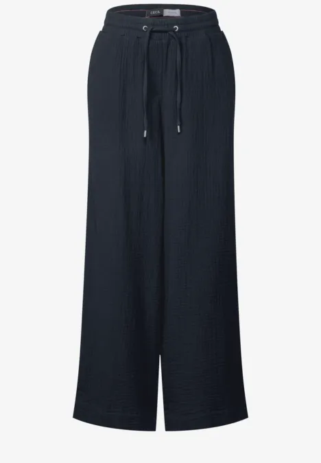Wide Leg Musselin Hose universal blue