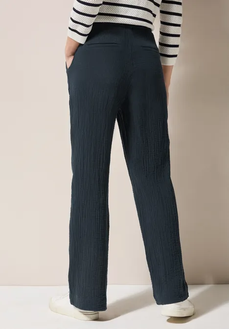 Wide Leg Musselin Hose universal blue