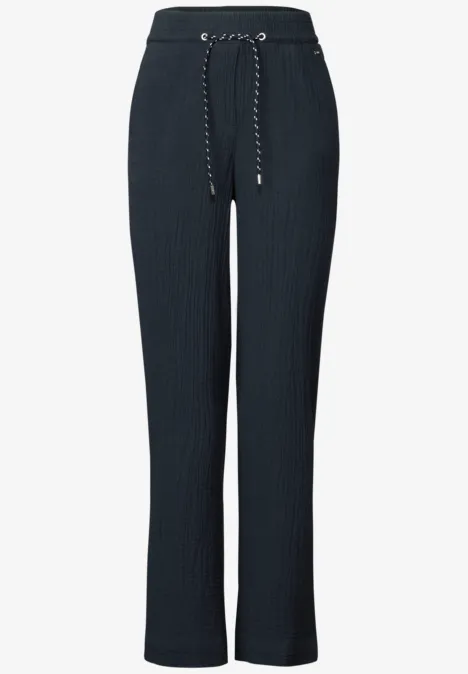 Wide Leg Musselin Hose universal blue