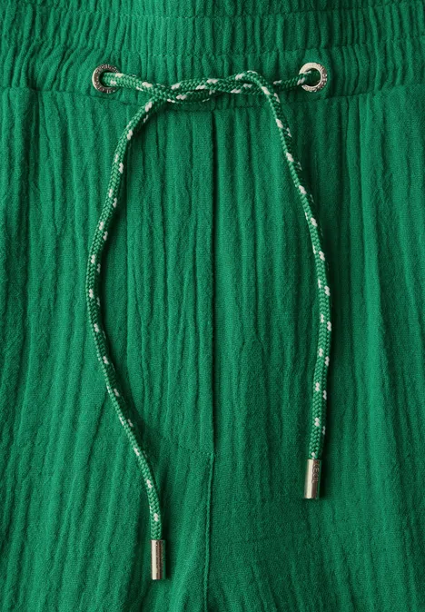 Wide Leg Musselin Hose garden green