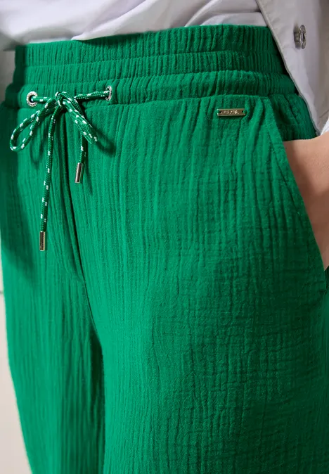 Wide Leg Musselin Hose garden green