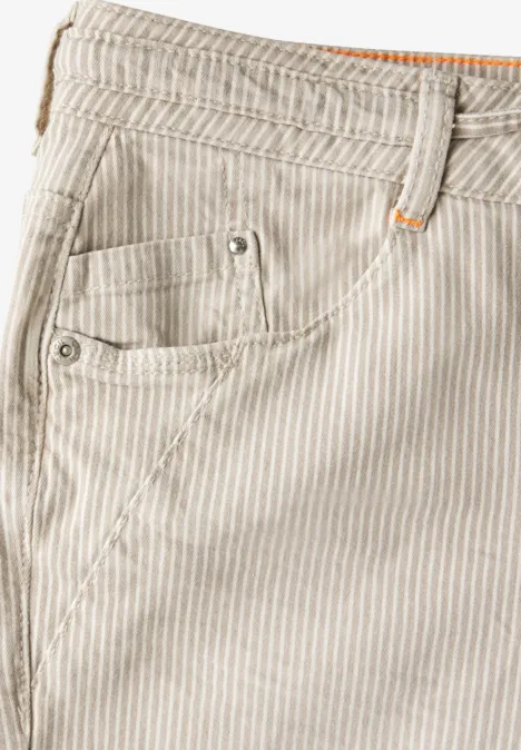 Gestreifte Casual Fit Jeans pearl beige