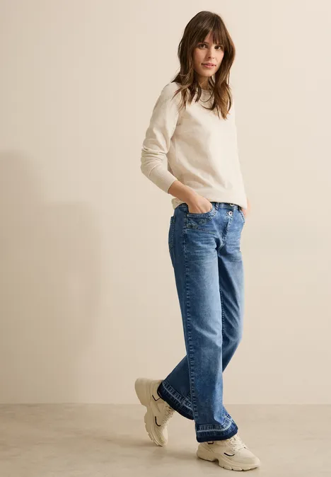 Wide Leg Jeans mid blue used wash