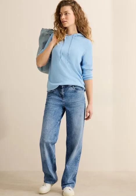 Glitzernde Wide Leg Jeans light blue used wash