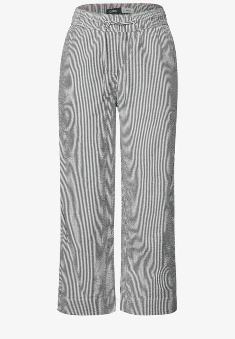 Gestreifte Seersucker Hose balmy khaki