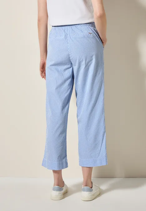 Gestreifte Seersucker Hose aster blue