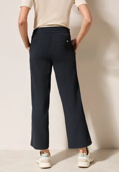 Wide Leg Strukturhose universal blue