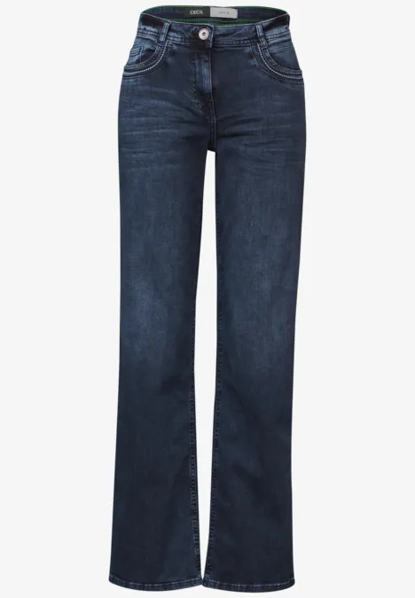 Wide Leg Jeans mit Stickerei dark blue washed