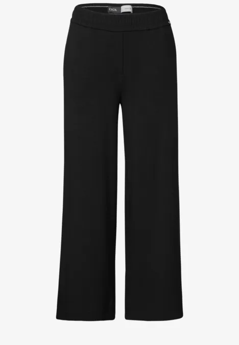 Wide Leg Jersey-Hose Black