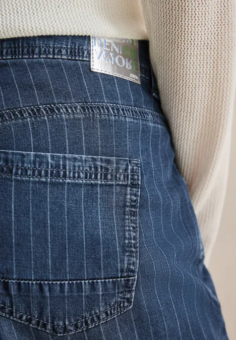Wide Leg Jeans mit Streifen mid blue used wash