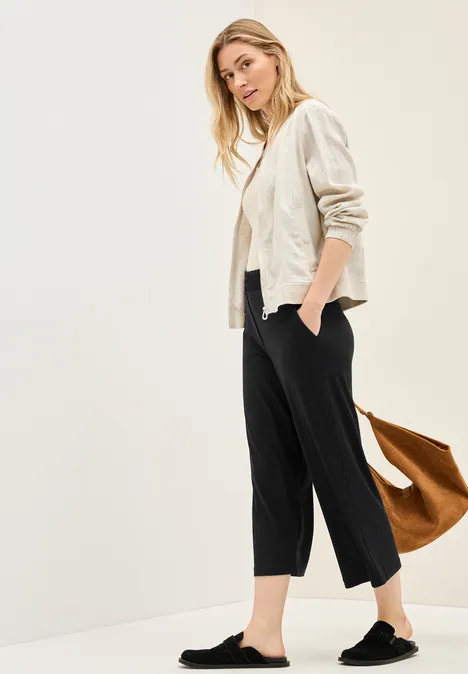 Wide Leg Jersey-Hose Black