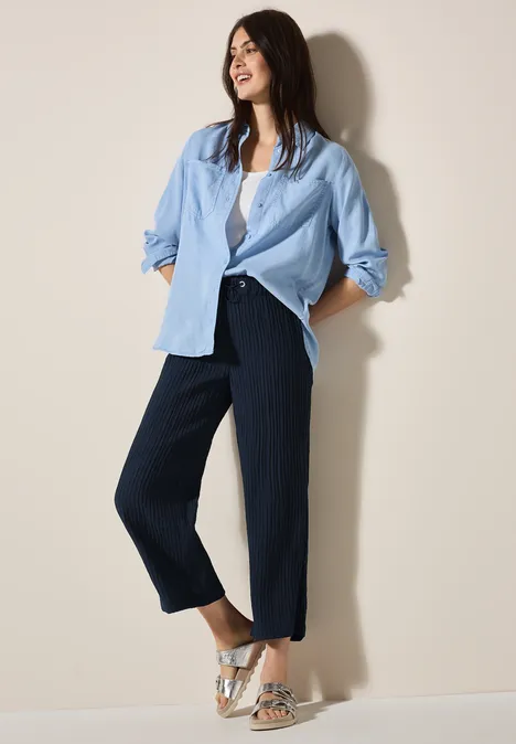 Wide Leg Strukturhose universal blue