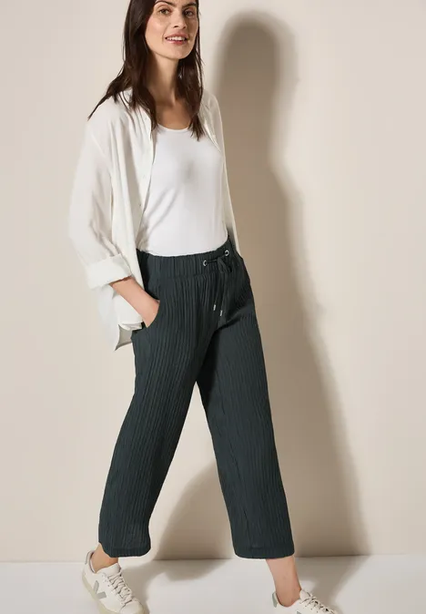 Wide Leg Strukturhose slate khaki