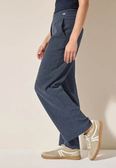 Wide Leg Strukturhose rain blue