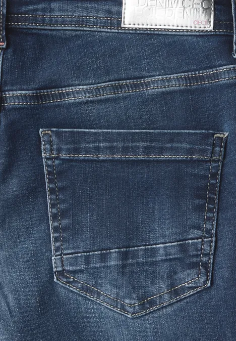 Straight Leg 7/8 Jeans Dark blue wash