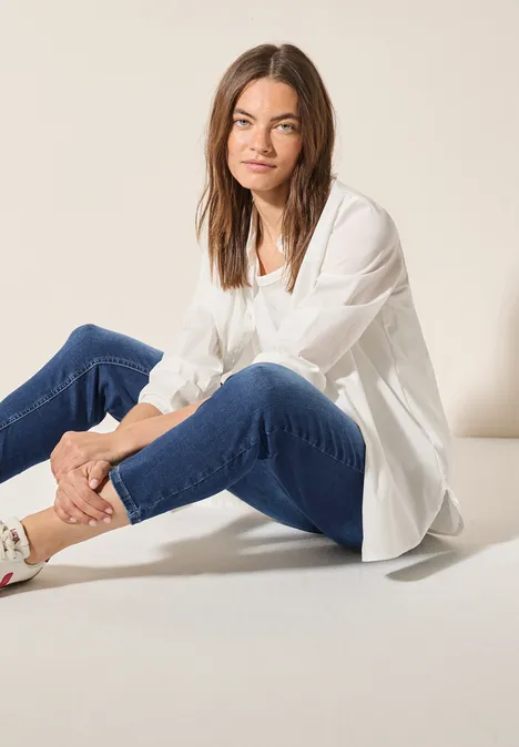 Straight Leg 7/8 Jeans Dark blue wash