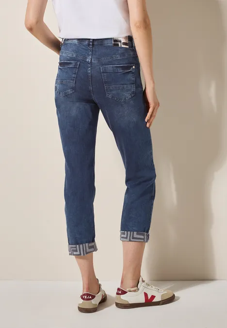 Jeans mit Turn-Up Detail dark blue random wash