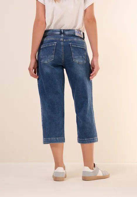 3/4 Jeans mid blue used wash
