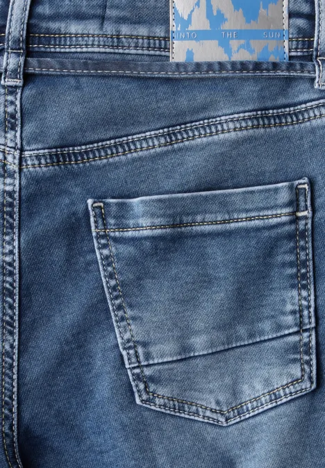 3/4 Jeans mid blue used wash