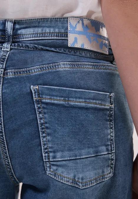 3/4 Jeans mid blue used wash