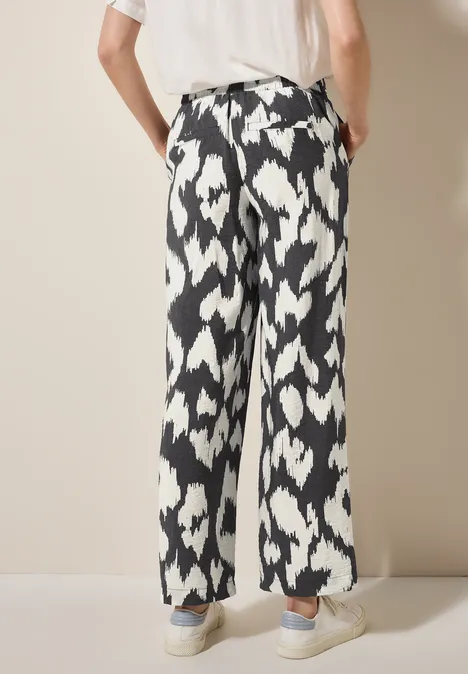 Gemusterte Wide Leg Hose volcanic grey