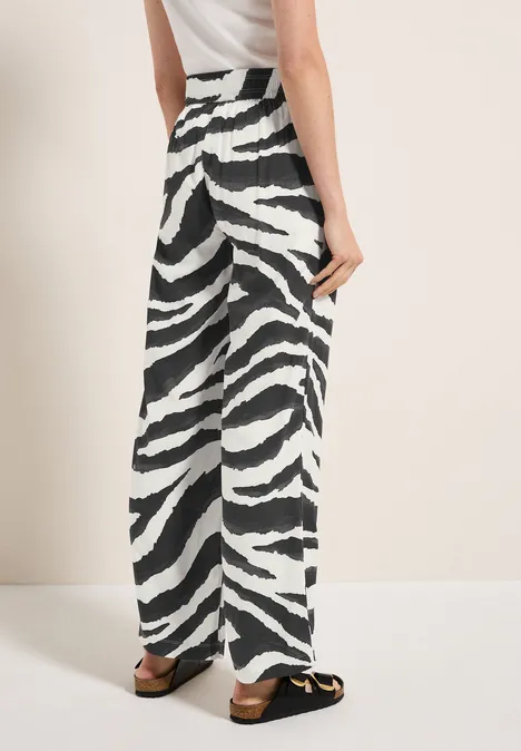 Wide Leg Zebra Print Hose volcanic grey