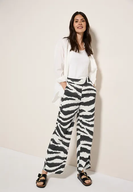 Wide Leg Zebra Print Hose volcanic grey