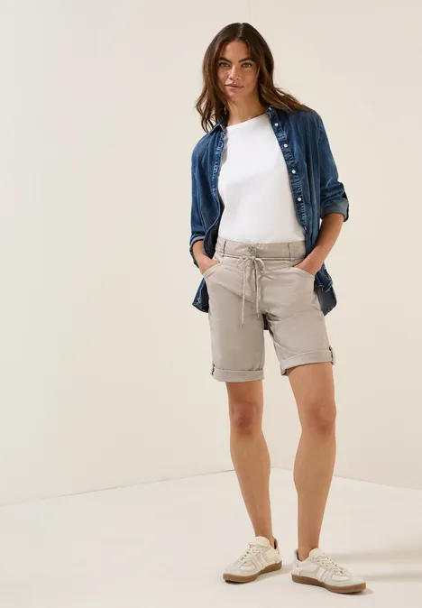 Shorts mit Tunnelzug boulder beige